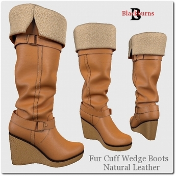 fur boots with wedge heel